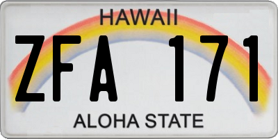 HI license plate ZFA171