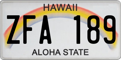 HI license plate ZFA189