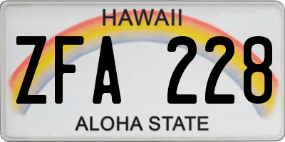 HI license plate ZFA228