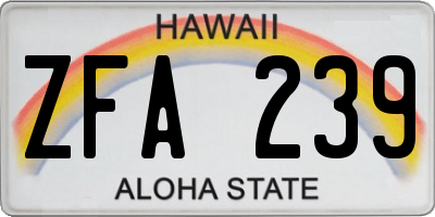 HI license plate ZFA239