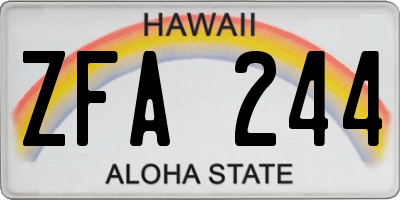 HI license plate ZFA244