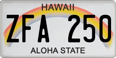 HI license plate ZFA250