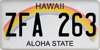 HI license plate ZFA263