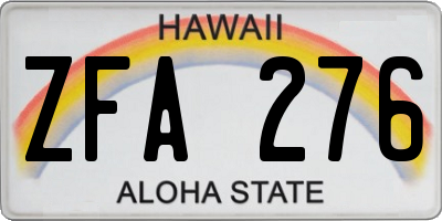 HI license plate ZFA276