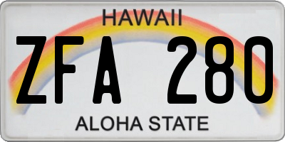 HI license plate ZFA280