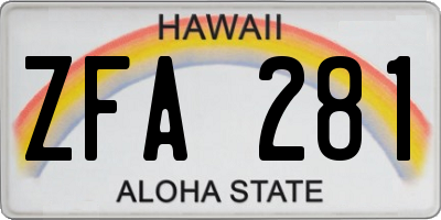 HI license plate ZFA281