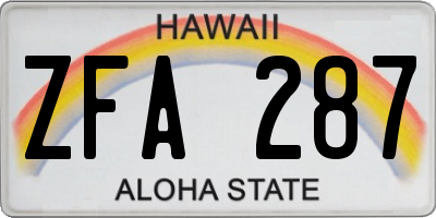 HI license plate ZFA287