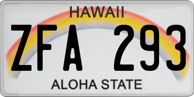 HI license plate ZFA293