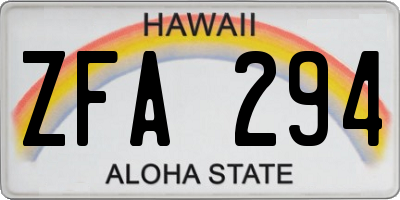 HI license plate ZFA294