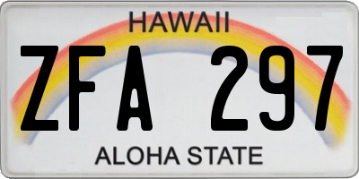 HI license plate ZFA297