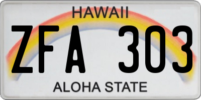 HI license plate ZFA303