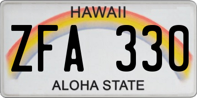 HI license plate ZFA330