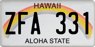 HI license plate ZFA331