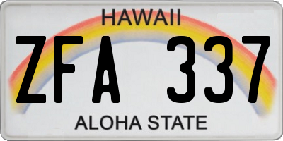 HI license plate ZFA337