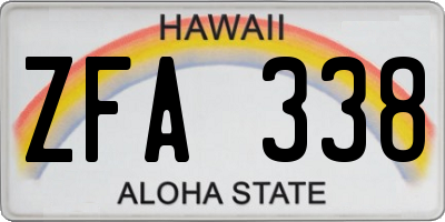 HI license plate ZFA338