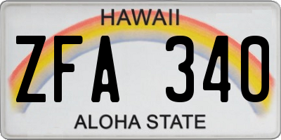 HI license plate ZFA340