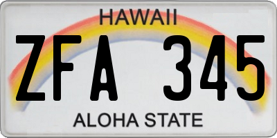 HI license plate ZFA345