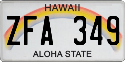HI license plate ZFA349