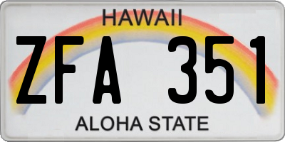 HI license plate ZFA351