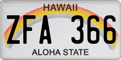 HI license plate ZFA366