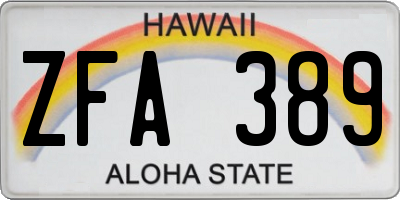HI license plate ZFA389