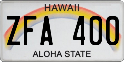 HI license plate ZFA400