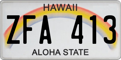 HI license plate ZFA413