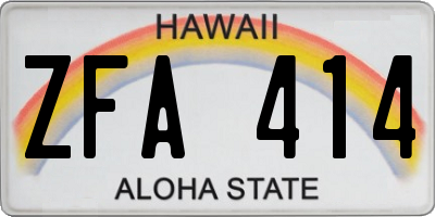 HI license plate ZFA414