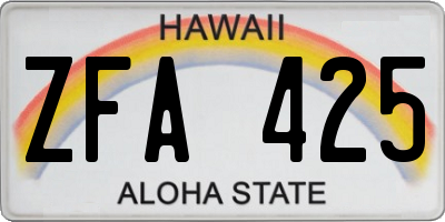 HI license plate ZFA425