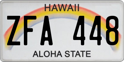 HI license plate ZFA448
