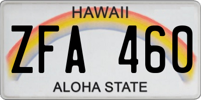HI license plate ZFA460