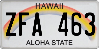 HI license plate ZFA463
