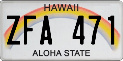 HI license plate ZFA471