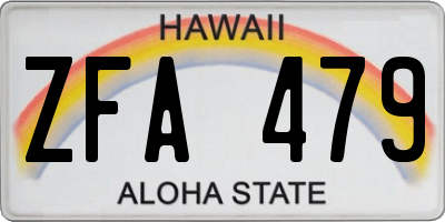 HI license plate ZFA479