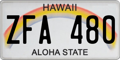 HI license plate ZFA480