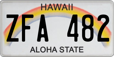 HI license plate ZFA482