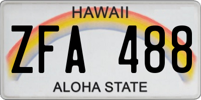 HI license plate ZFA488