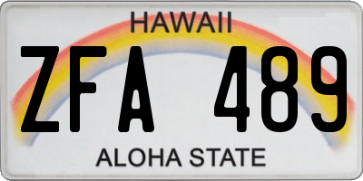 HI license plate ZFA489