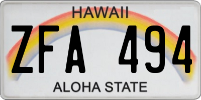 HI license plate ZFA494