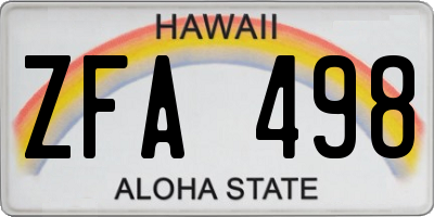 HI license plate ZFA498