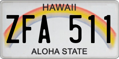 HI license plate ZFA511