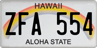 HI license plate ZFA554