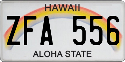 HI license plate ZFA556
