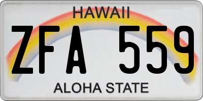 HI license plate ZFA559