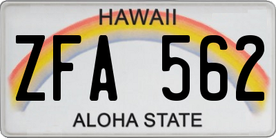 HI license plate ZFA562