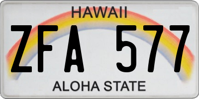HI license plate ZFA577