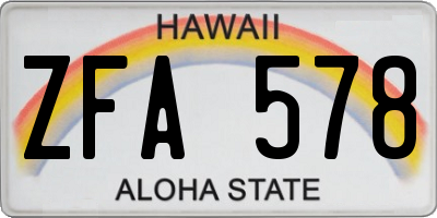 HI license plate ZFA578