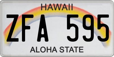 HI license plate ZFA595