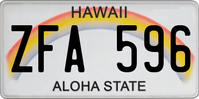HI license plate ZFA596