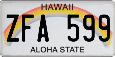 HI license plate ZFA599